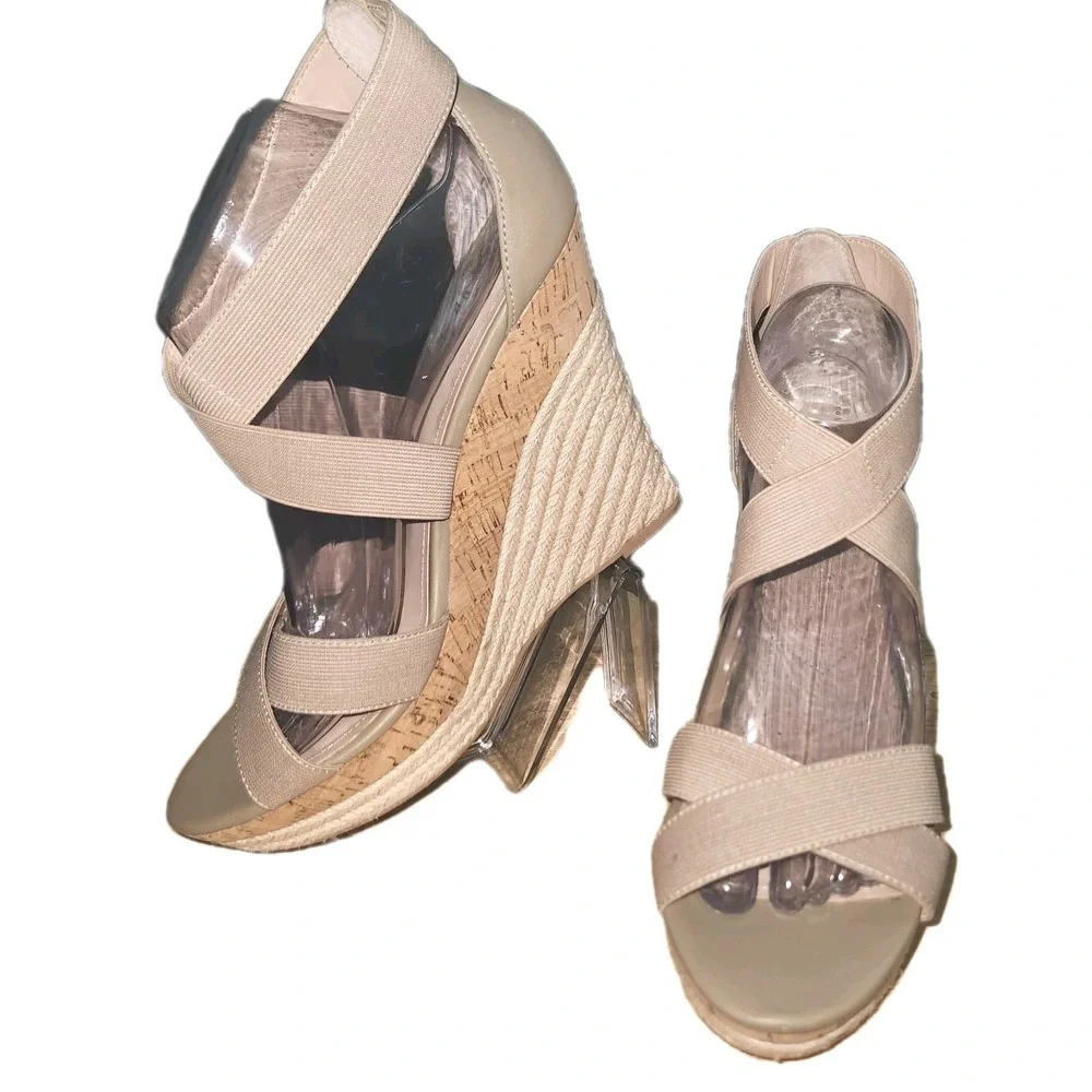 Charles by Charles‎ David Women's Azures Espadrille Wedge Sandals Sz 11M, Beige